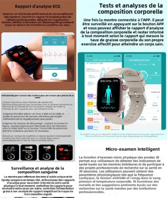 Smartwatch avec pression artérielle oxygène sanguin moniteur de température corporelle