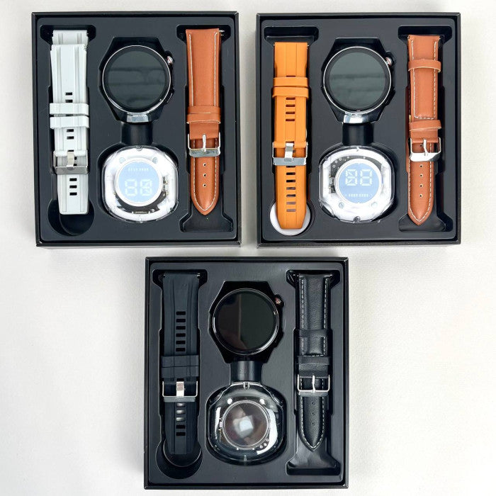 Montres intelligentes D21 à écran rond 2 en 1 avec 1 écouteur et 2 bracelets